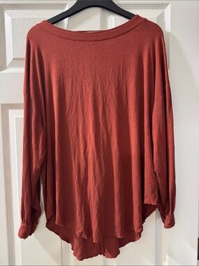 Free People Oversized Dolman Long Sleeve Top in Rust